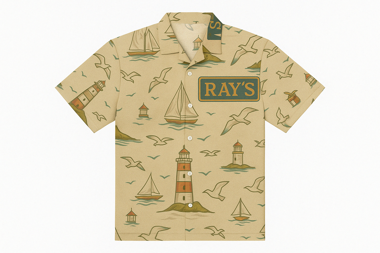 Ray’s Warehouse Coastal Beacon Linen Hawaiian Shirt