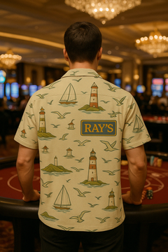 Ray’s Warehouse Coastal Beacon Linen Hawaiian Shirt