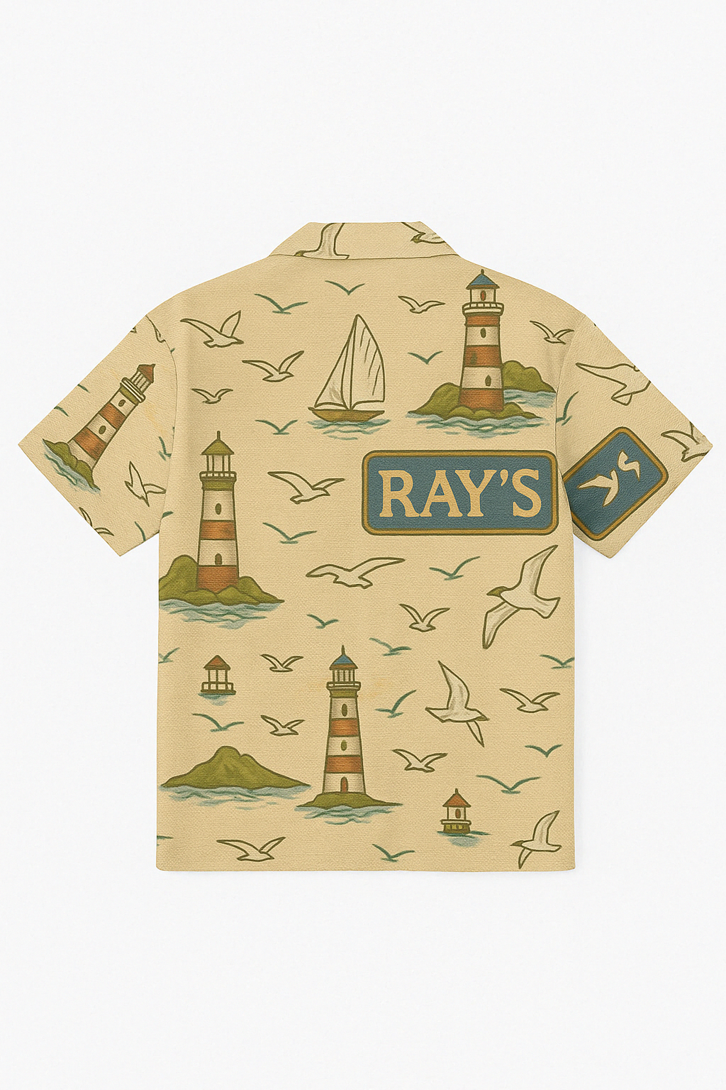 Ray’s Warehouse Coastal Beacon Linen Hawaiian Shirt