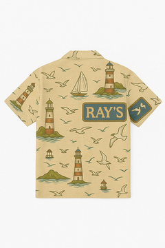 Ray’s Warehouse Coastal Beacon Linen Hawaiian Shirt